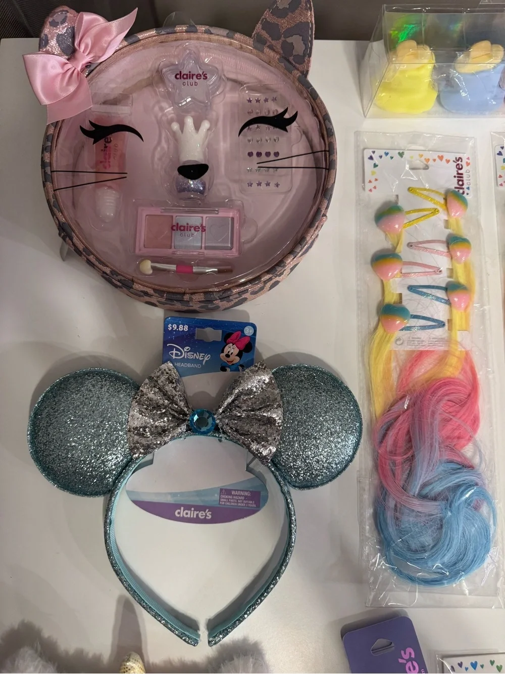 Claire's Kids Multicolor Hair and Makeup Lot- Rainbow Headbands & Clips